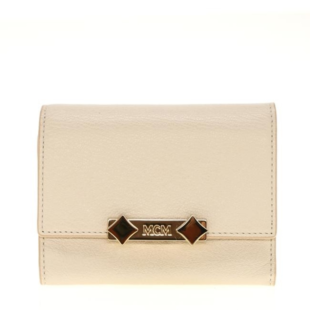 MCM Trifold Milano Leather Stud Wallet Cardholder with Coin Purse